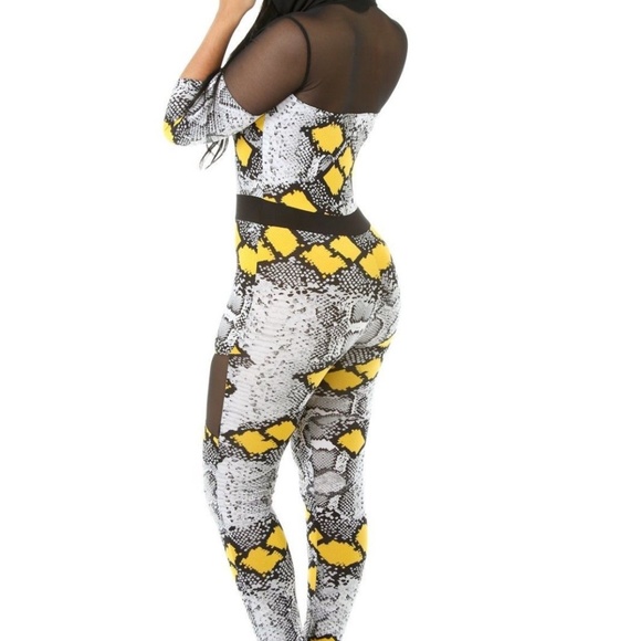 Hooded Python Jumpsuit Catsuit Romper - Picture 1 of 7